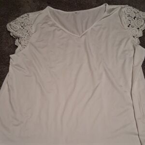 Elegant White Lace Sleeve Top